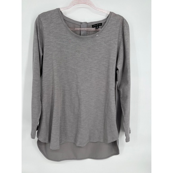 Tribal Tops - Tribal Long Sleeve Top Back Zip Detail Casual Everyday Gray Size L‎